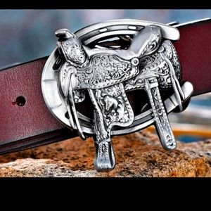 New Western saddle horseshoe farrier belt buckle.  I have other similar themed a